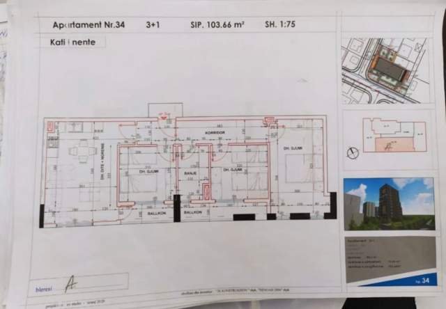 Tirane, shitet apartament 3+1+BLK Kati 9, 104 m² 128.000 Euro (Fusha e Aviacionit)