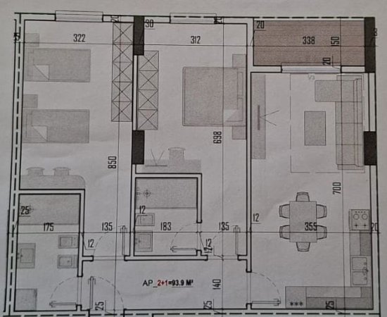 Tirane, shes apartament 2+1 Kati 3, 109 m² 127.000 € (paskuqan)