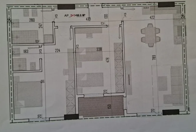 Tirane, shes apartament 2+1 Kati 3, 115 m² 133.000 € (paskuqan)