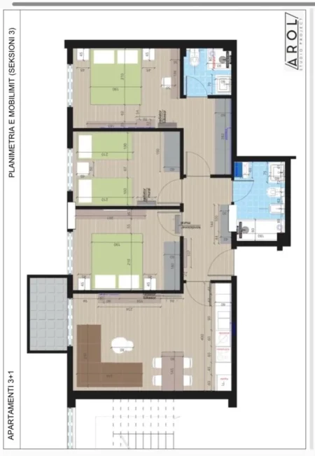 Tirane, shitet apartament 3+1 Kati 3, 106 m² 185.000 € (ASTIR)