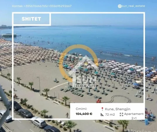 Shengjin, shitet apartament 2+1+Ballkon Kati 5, 72 m² 104.400 € (KUNE)