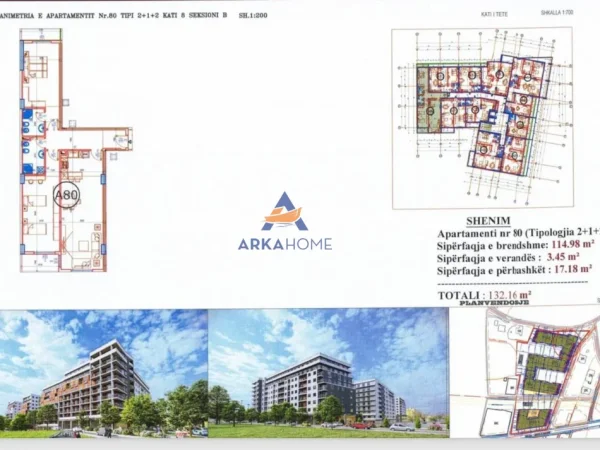 Tirane, shitet apartament 2+1+Ballkon Kati 8, 132 m² 152.000 € (PASKUQAN)