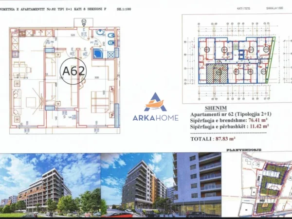 Tirane, shitet apartament 2+1+Ballkon Kati 8, 76 m² 87.860 € (PASKUQAN)