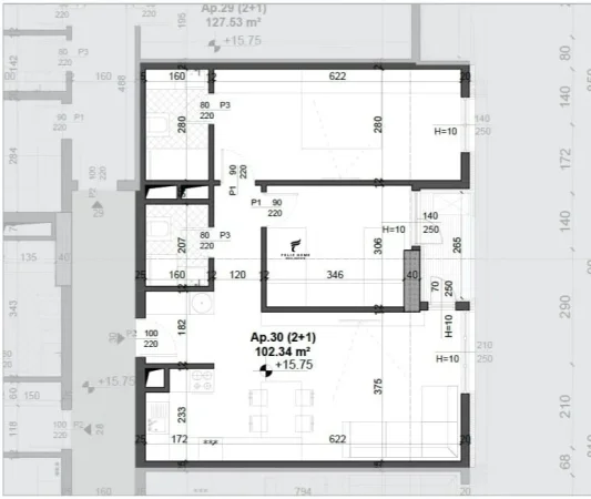 Tirane, shitet apartament 2+1 Kati 4, 102 m² 158.627 € (ISH FUSHA E AVIACIONIT)