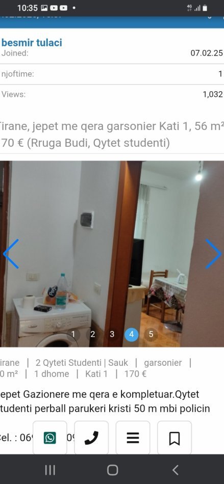 Tirane, jepet me qera garsonier Kati 0, 47 m² 170 € (Rruga budi)