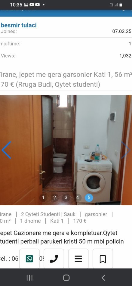 Tirane, jepet me qera garsonier Kati 0, 47 m² 170 € (Rruga budi)