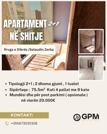 Tirane, shitet apartament 2+1 Kati 4, 75 m² 113.250 €