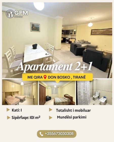 Tirane, jepet me qera apartament 2+1 Kati 2, 101 m² 550 €