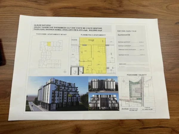 Tirane, shitet apartament 1+1+Ballkon Kati 3, 65 m² 64.410 € (Paskuqan Shkolla Lidhja e Prizrenit)