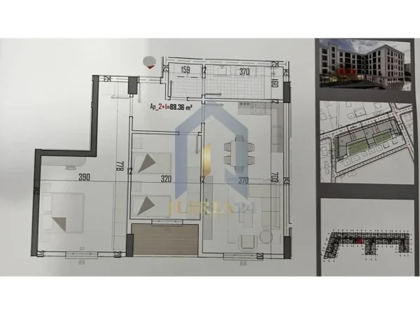 Tirane, shes 2+1+Ballkon Kati 1, 103 m² 77.850 € 