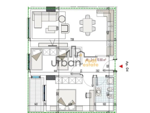Tirane, shitet apartament 2+1+Ballkon Kati 1, 79 m² 94.500 € (Kompleksi Apollo, Paskuqan)