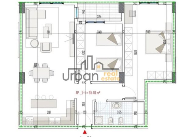 Tirane, shitet apartament 2+1+Ballkon Kati 1, 111 m² 127.700 € (Kompleksi Apollo, Paskuqan)