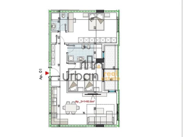 Tirane, shitet apartament 2+1+Ballkon Kati 1, 109 m² 125.400 € (Kompleksi Apollo Paskuqan)