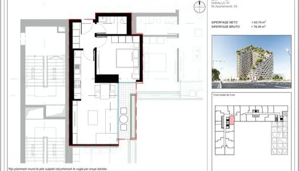 Tirane, shes apartament 1+1+Ballkon Kati 16, 76 m² 175.927 € (Lion Park Zogu i ZI)