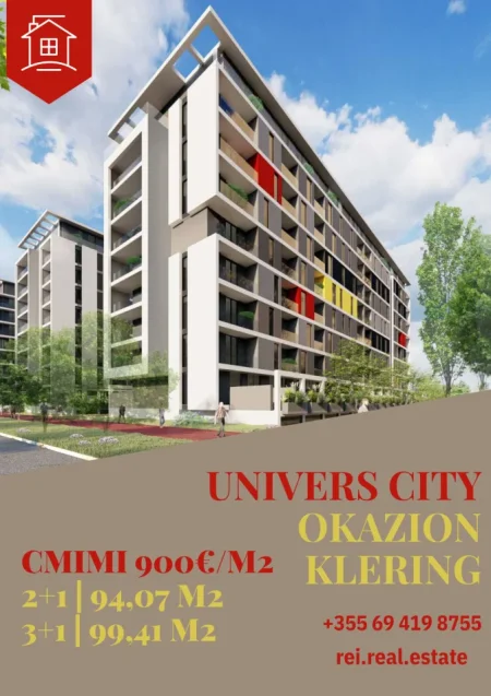 Tirane, shitet apartament 2+1 , (Univers City, QTU)