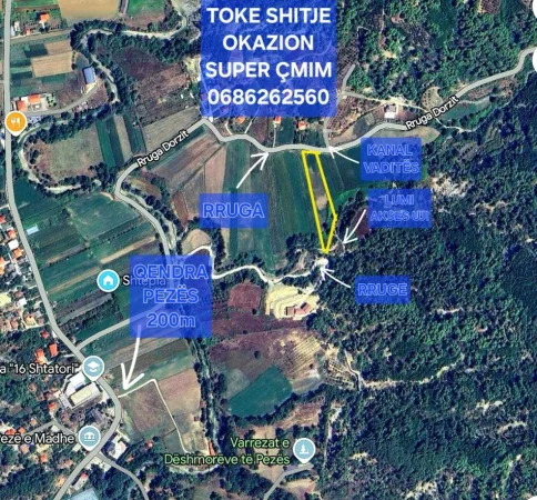 Tirane, shitet toke 3.000 m², QENDËR PEZË E MADHE