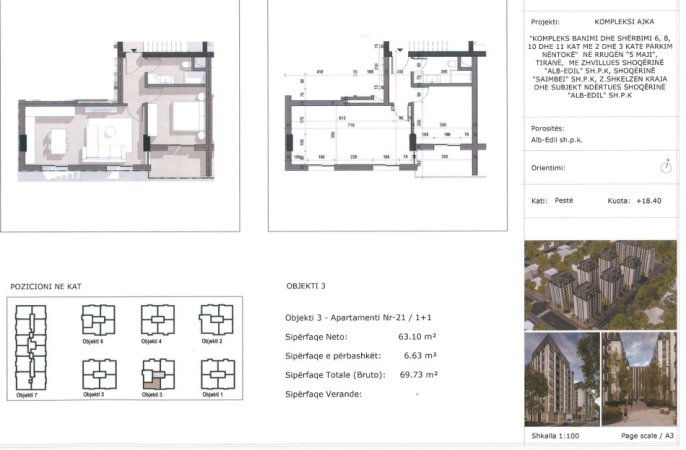 Tirane, shitet apartament 1+1+Ballkon Kati 5, 70 m² 94.140 € (5 Maji)