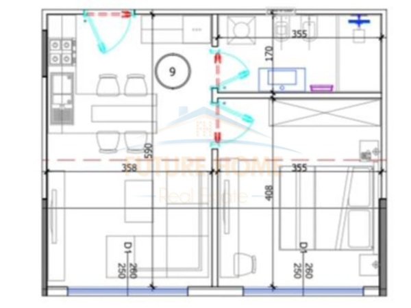 Golem, shitet apartament 1+1 Kati 2, 55 m² 66.960 € 