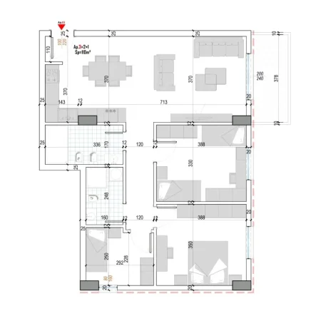 Tirane, shes apartament 2+1 Kati 7, 110 m² (Kamëz)