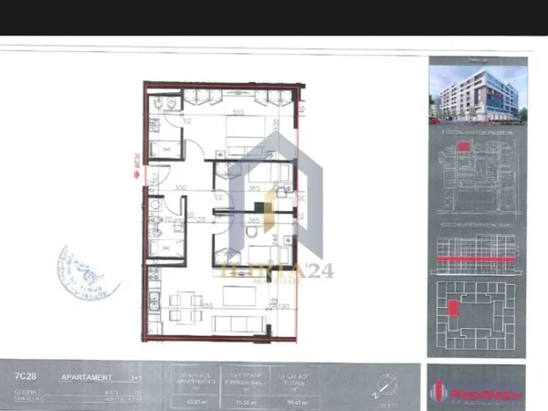 Tirane, shes apartament 3+1+Ballkon Kati 2, 89.469 € 