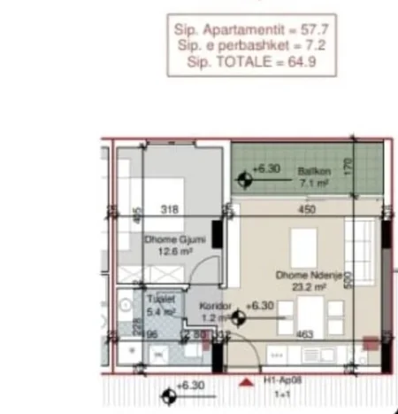 Durres, shes apartament 1+1+Ballkon Kati 2, 65 m² 150.000 € (Porto Lalzi)