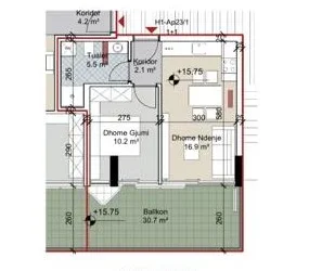 Durres, shes apartament 1+1+Ballkon Kati 5, 64 m² 161.000 € (Porto Lalzi)