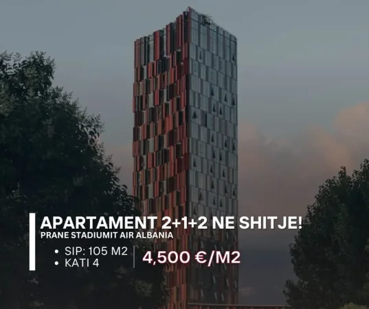Tirane, shitet apartament 2+1+Aneks+Ballkon Kati 3, 104 m² 467.235 € (stadiumi air albania)