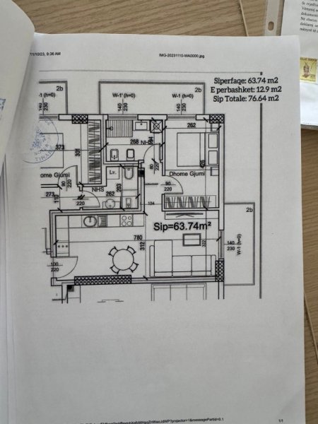 Tirane, shes apartament 1+1+Ballkon Kati 3, 77 m² 114.960 € (sauk)