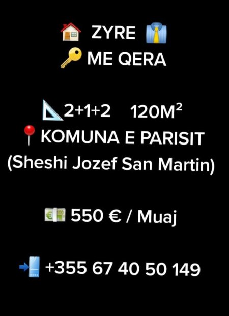 Tirane, jepet me qera zyre Kati 6, 120 m² 550 Euro (Komuna e Parisit)