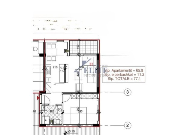 Gjiri Lalezit | Hamallaj, shitet apartament 1+1+Ballkon Kati 1, 77 m² 169.620 € (169620)