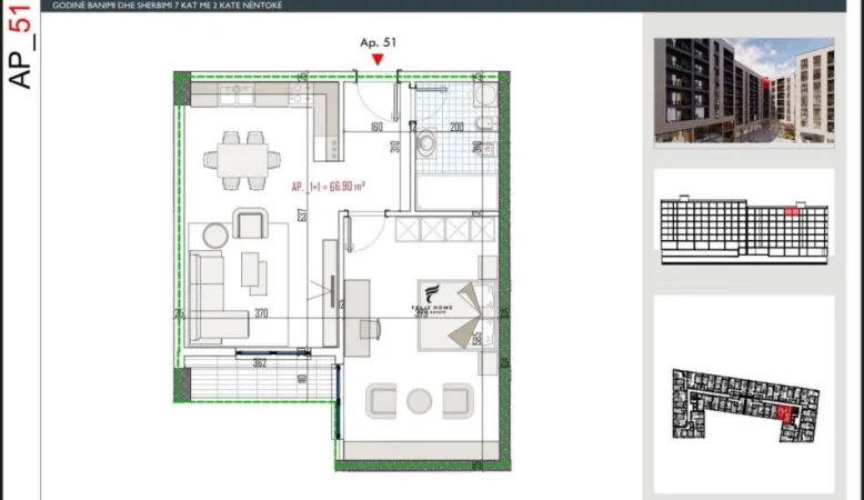 Tirane, shitet apartament 1+1+Ballkon Kati 6, 78 m² 78.000 € (PASKUQAN)