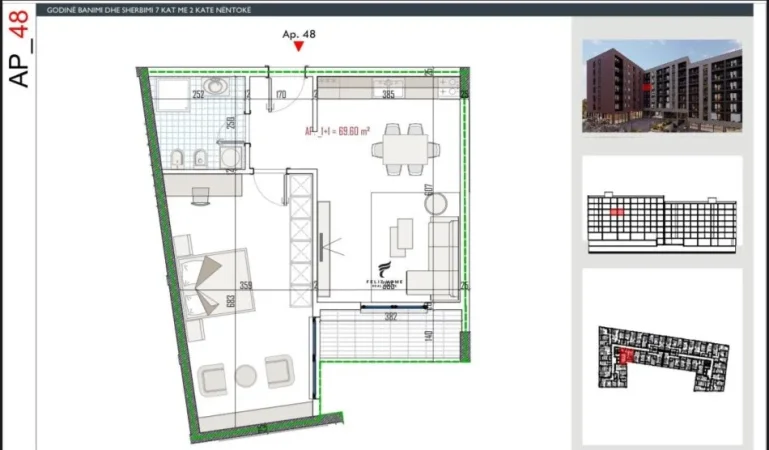 Tirane, shitet apartament 1+1 Kati 4, 81 m² 81.000 € (PASKUQAN)
