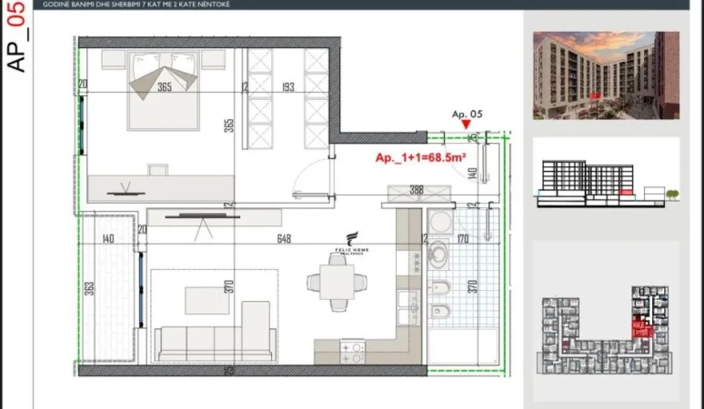 Tirane, shitet apartament 1+1+Ballkon Kati 2, 80 m² 80.000 € (PASKUQAN)