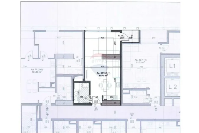 Tirane, shes apartament 1+1+Ballkon Kati 9, 61 m² (Zogu i zi,Pas Ring SOHO TOWERS)