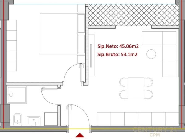 Tirane, shes apartament 1+1+Aneks+Ballkon Kati 3, 53 m² 85.000 € 