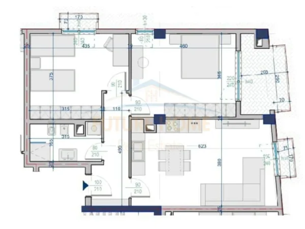 Tirane, shitet apartament 2+1 Kati 6, 100 m² 120.348€