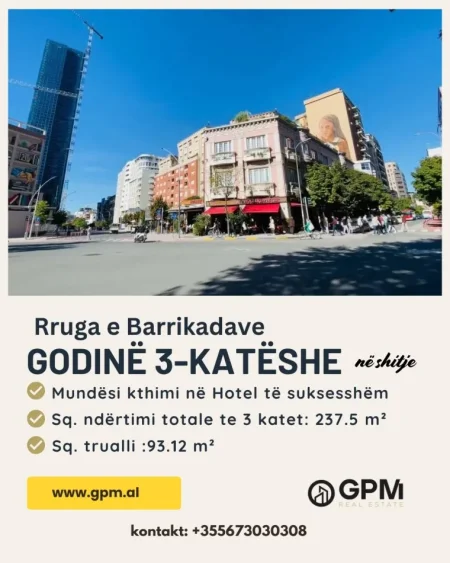 Tirane, shitet Godine 3-kate ne Rrugen e Barrikadave  , 237 m² ndertim ( 3 katet ).