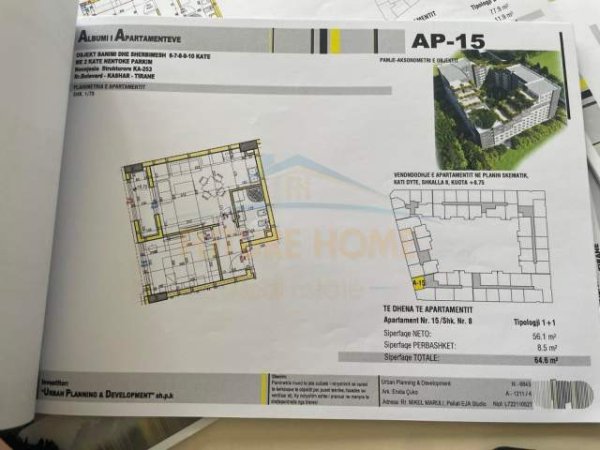 Tirane, shes apartament 1+1+BLK Kati 2, 65 m² 61.370 Euro (Unaza e Re)