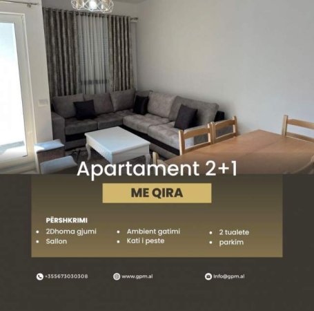 Tirane, jepet me qera apartament 2+1 Kati 5, 550 Euro