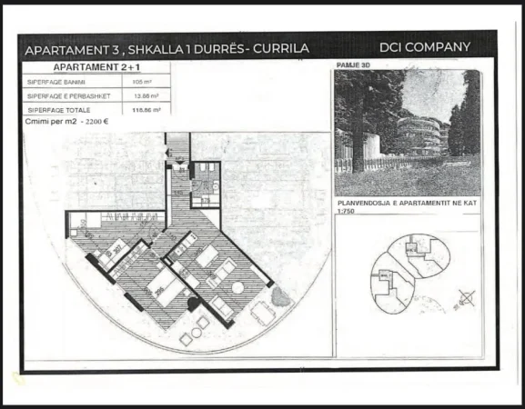 Durres, shitet apartament 2+1+Aneks+Ballkon Kati 4, 119 m² 261.800 € (Currila| White Hill)