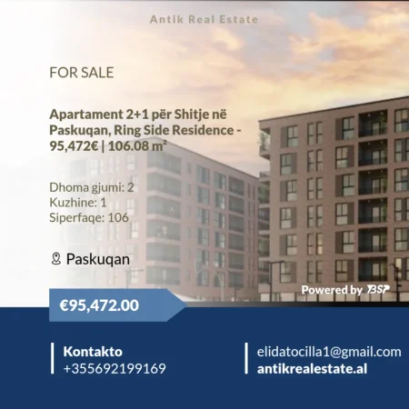 Tirane, shitet apartament 2+1 , 106 m² 95.472 € 