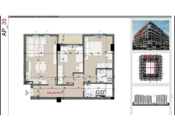 Tirane, shitet apartament 2+1 Kati 6, 93 m² 97.300 € 