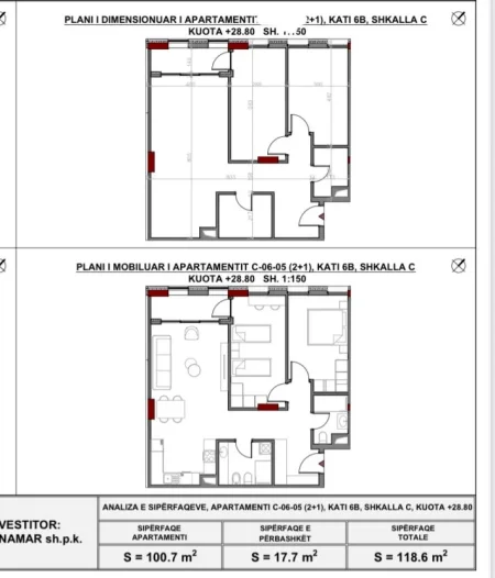 Tirane, shes apartament 2+1+Ballkon , 119 m² 177.900 € (Porcelan Art N Lagje