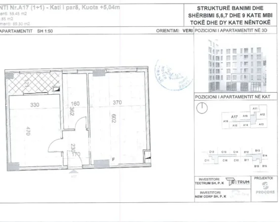 Tirane, shes apartament 1+1+Ballkon Kati 1, 69 m² 117.810 € (Jordan Misja)