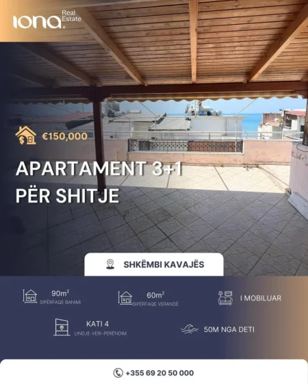 Shkembi Kavajes, shitet apartament 3+1+Ballkon Kati 4, 150 m² 150.000 € (Shkembi Kavajes)