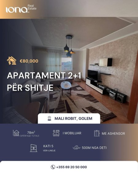 Mali Robit, shitet apartament 2+1 Kati 5, 78 m² 80.000 € (Mali Robit)