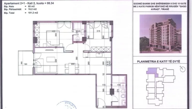 Tirane, shes apartament 2+1+Ballkon Kati 3, 101 m² 149.776 € (Javer Malo Kompleksi Viva)