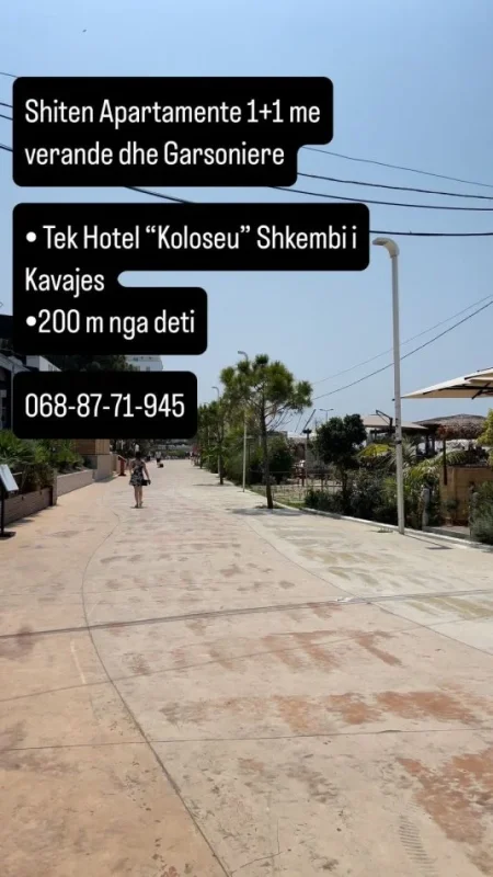 Durres, shitet apartament 1+1 , (Tek Hotel “Koloseu” Shkembi i Kavajes. 200m nga deti)