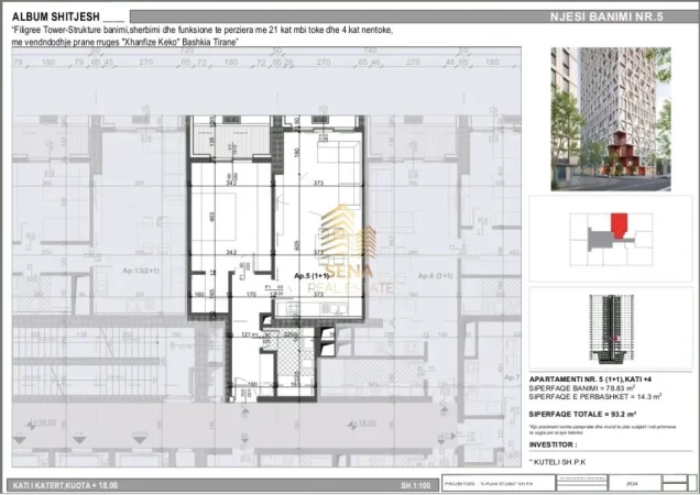 Tirane, shitet apartament 1+1+Ballkon , 93 m² 177.000 € (Xhamllik – Ish Profarma)