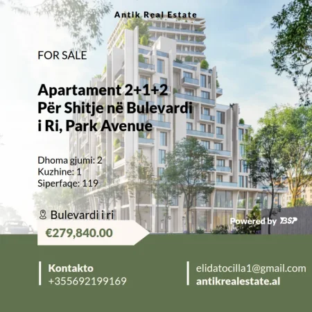 Tirane, shitet apartament 2+1+Ballkon Kati 9, 119 m² 279.840 € 